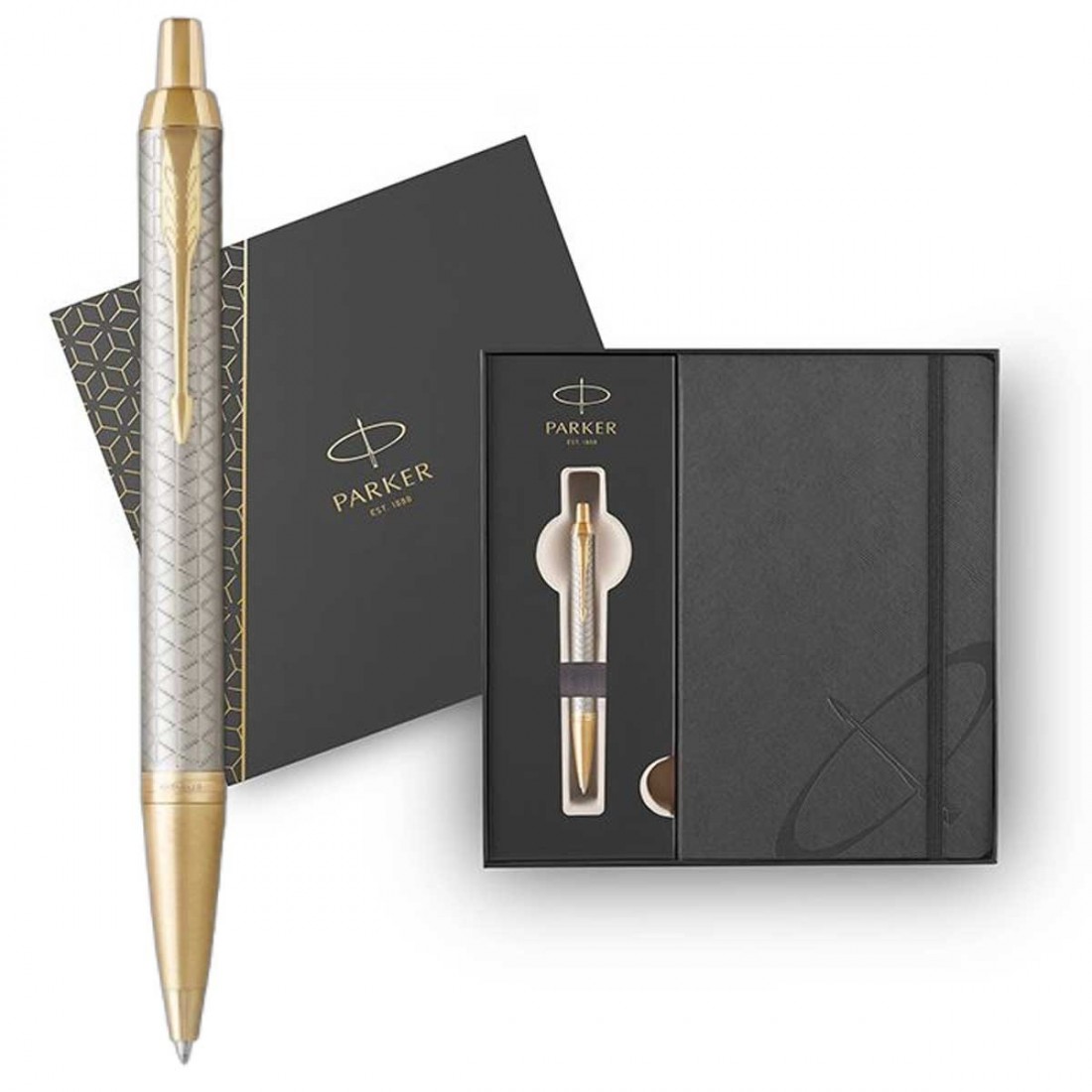 Parker IM Premium Warm Grey GT Set Ballpen and Notebook