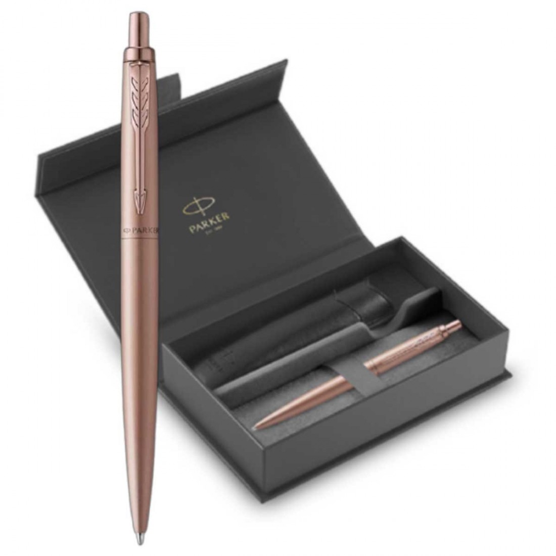 Parker Jotter XL Monochrome rose gold ballpen and Black Pouch