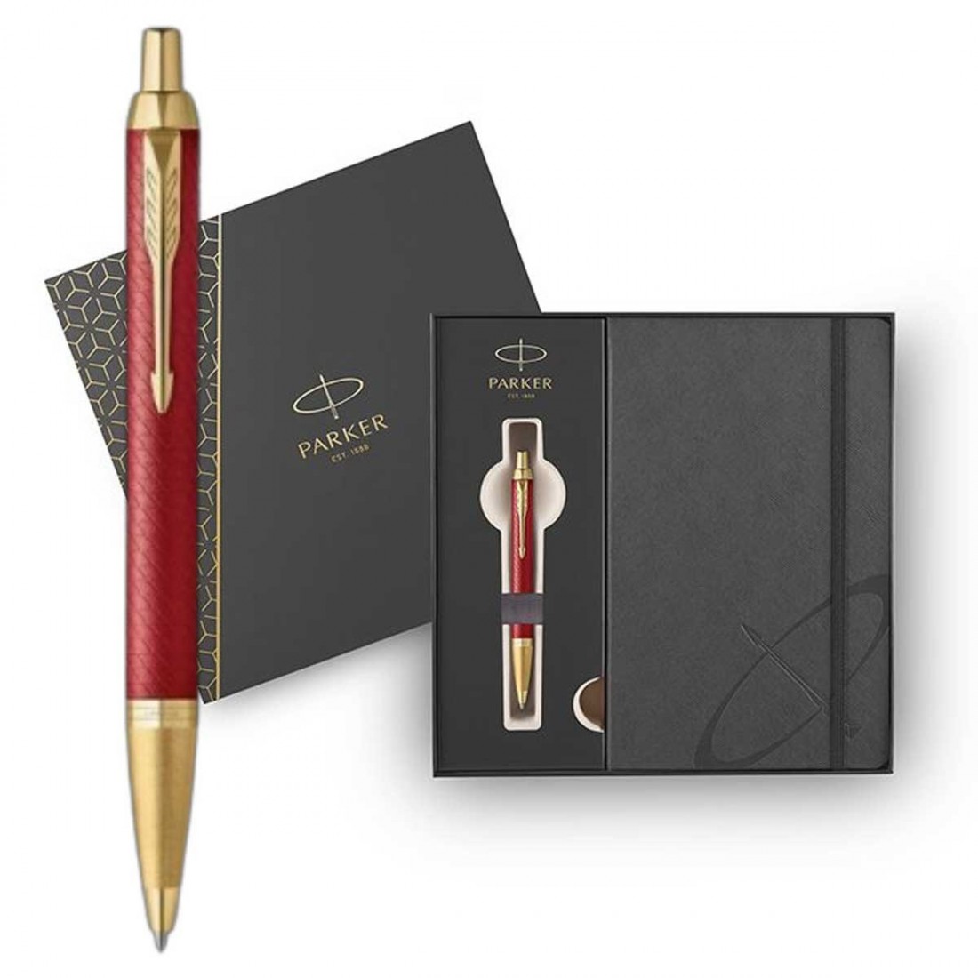 Parker IM Premium Red GT Set Ballpen and Notebook.