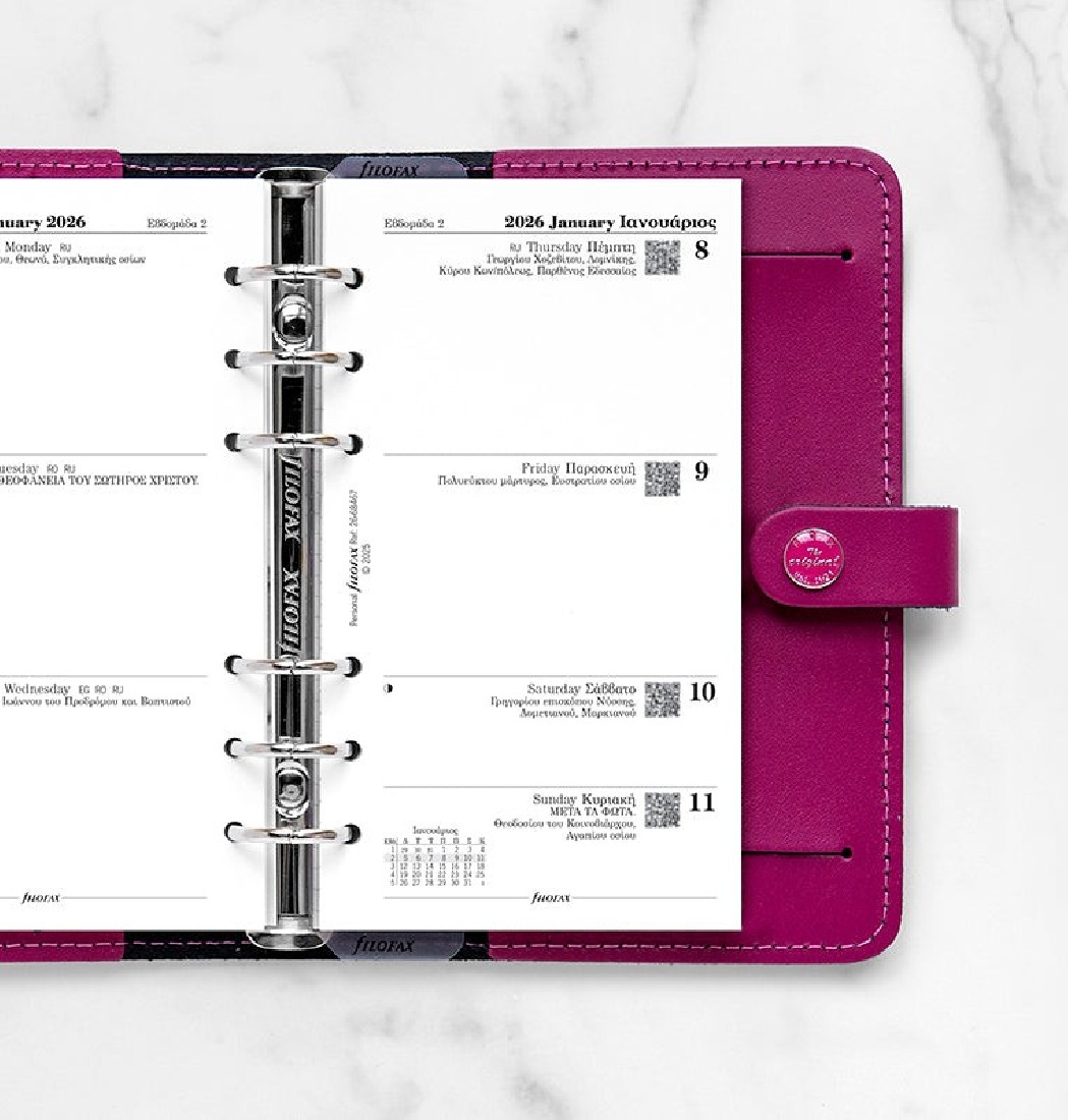 Refill Personal 2026 Greek Week On Two Pages Ελληνικό 26-68467 Filofax
