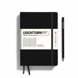 Leuchtturm 1917 Notebook A5 Black Ruled, Hard Cover