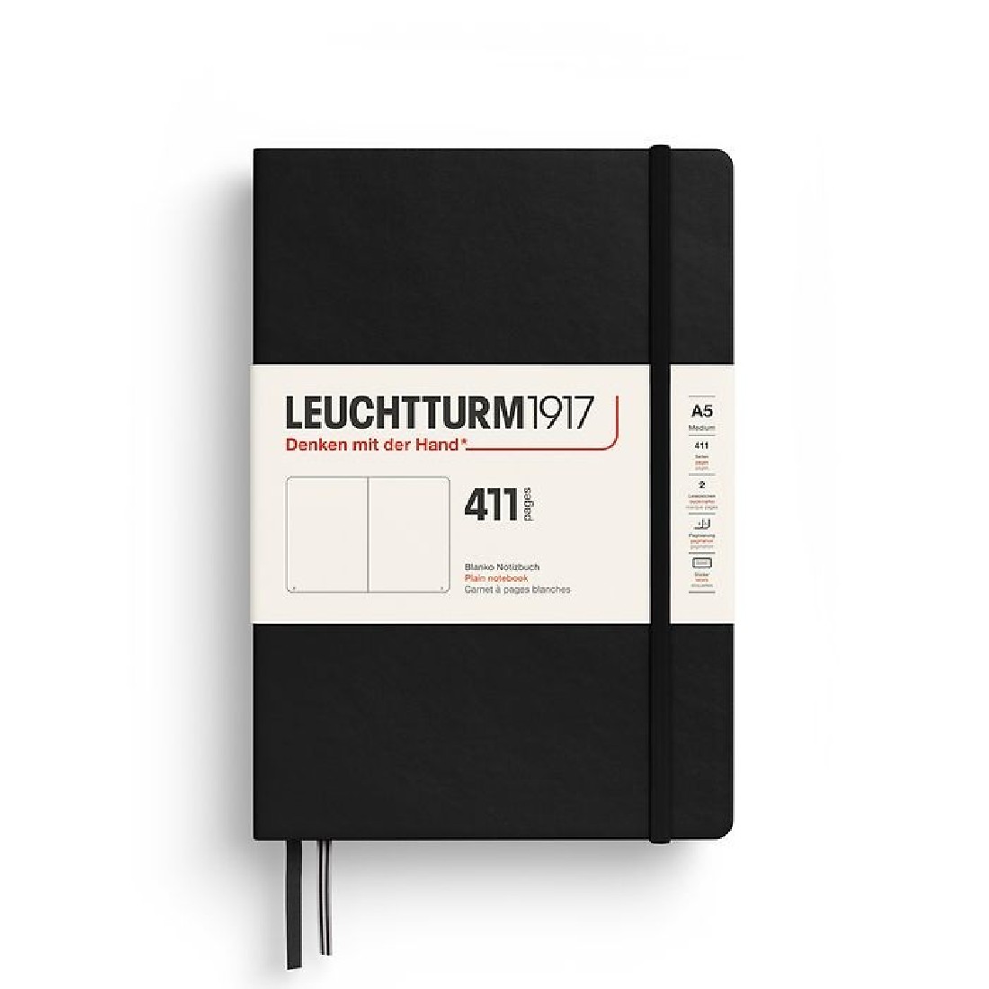 Leuchtturm 1917 Notebook A5 411p Black Plain Hard Cover