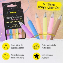 Acrylic Liner Fashion, Pastel Colours, 6 pens 18632/6 Online