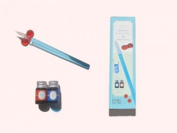 Glass Pen Afternoon Tea, Soda and Cherry, with Pen Tray and 2 bottled inks