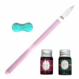 Glass Pen Afternoon Tea. Strawberry Cake, with Pen Tray and 2 bottled inks