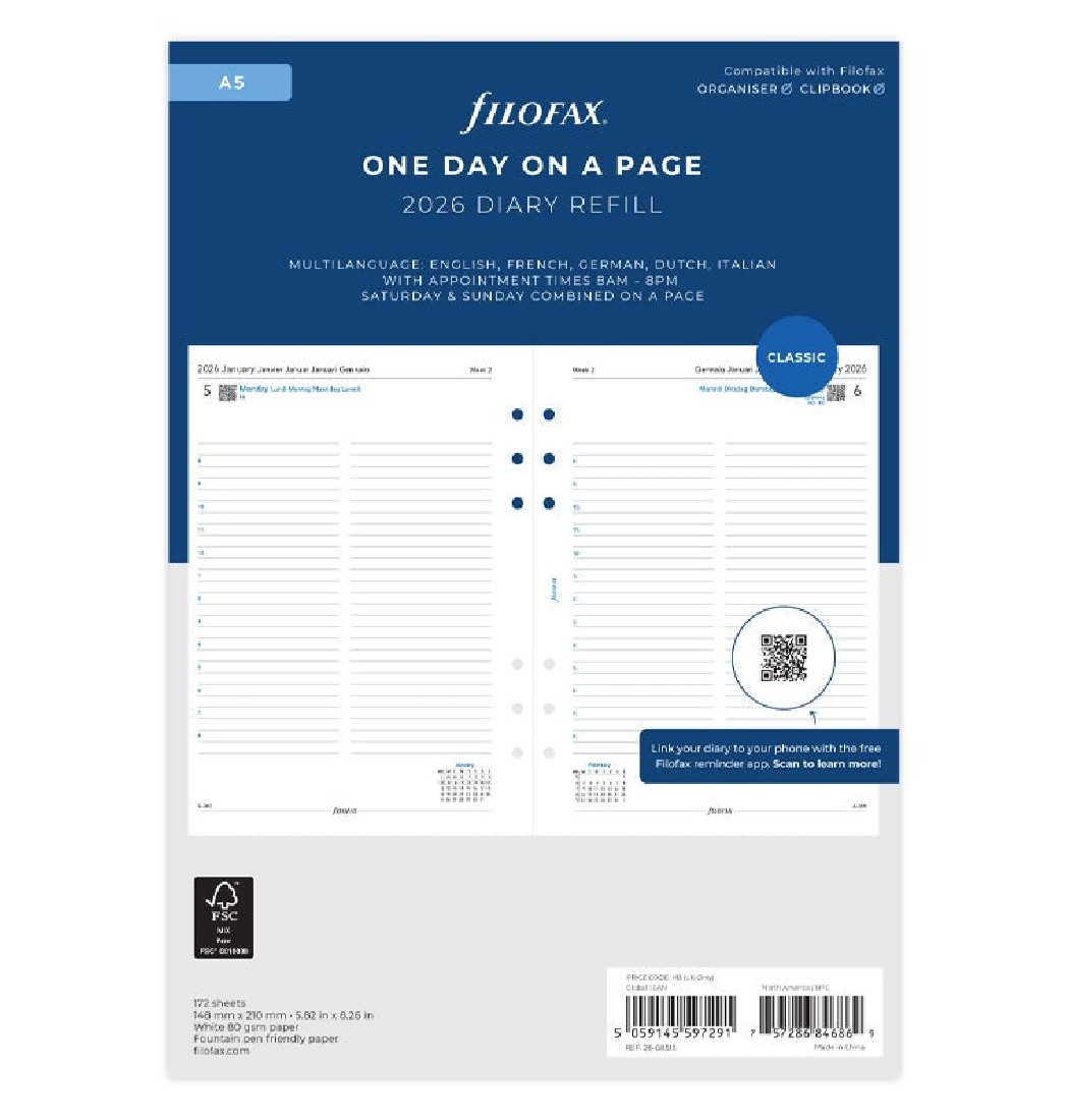 Refill A5 2026 Daily English 26-68515 Filofax