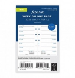 Refill 2026 Mini Week On One Page 26-68126 Filofax