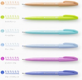 Pentel Brush Touch Sign Pen Set of 6 Colours SES15C-6STC