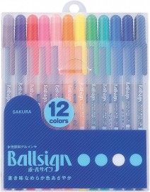 Sakura Gel Ink Ballpoint Pen, Ball Sign, Gelly Roll, 12 Color Set PGB12