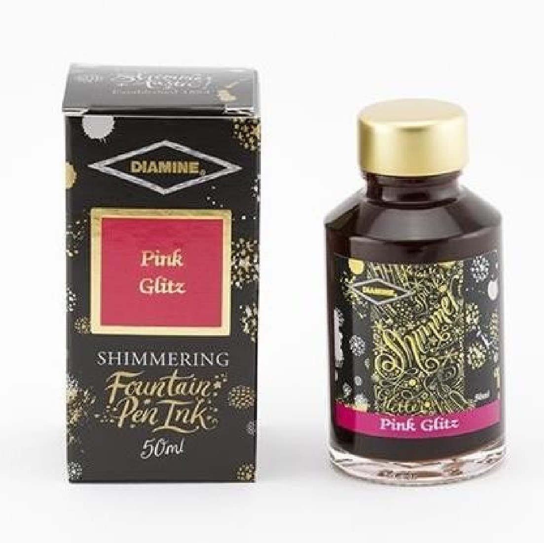 Diamine 50ml Pink Glitz Fountain pen shimmer ink bottle