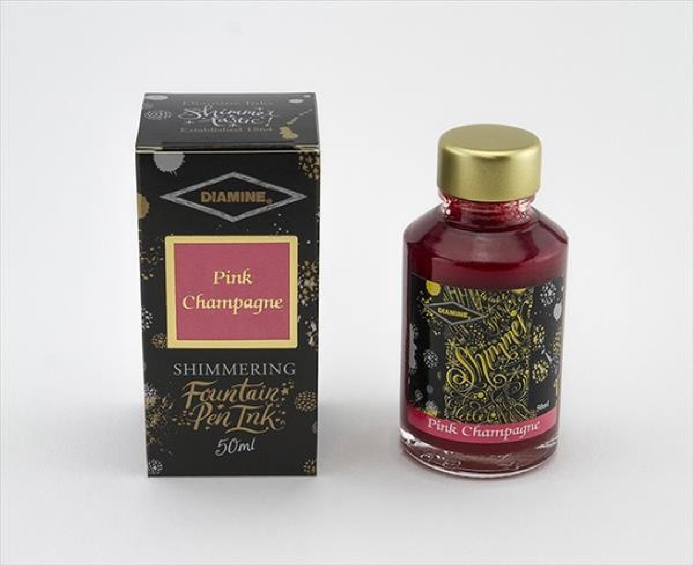 Diamine 50ml Pink Champagne Fountain pen shimmer ink bottle