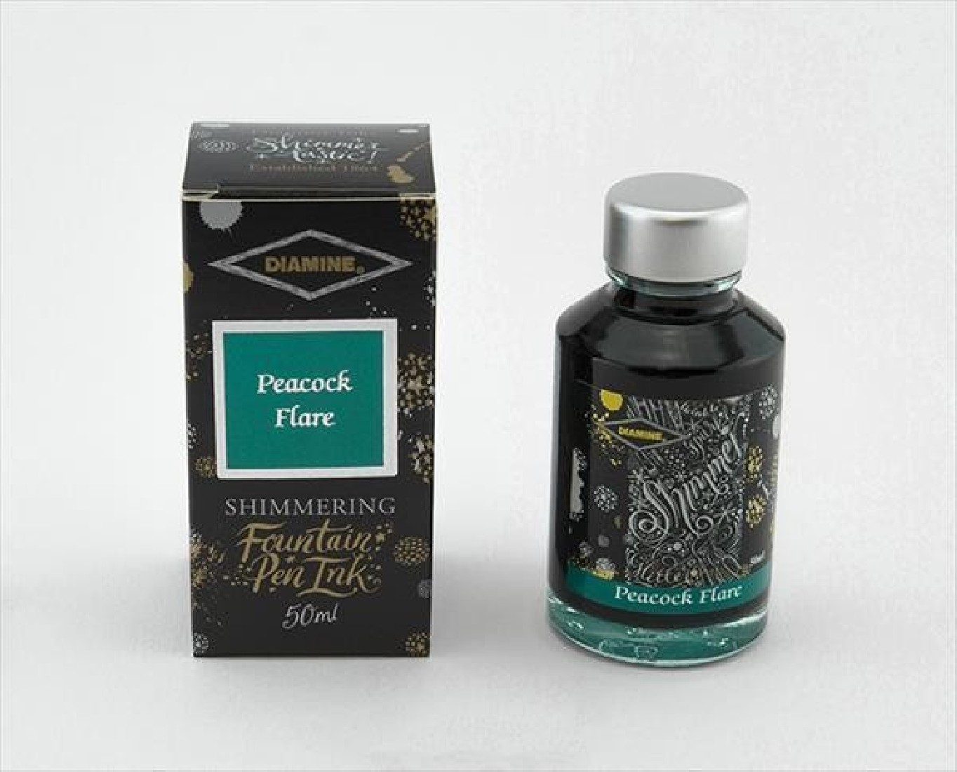 Diamine 50ml Peacock Flare Fountain pen shimmer ink bottle