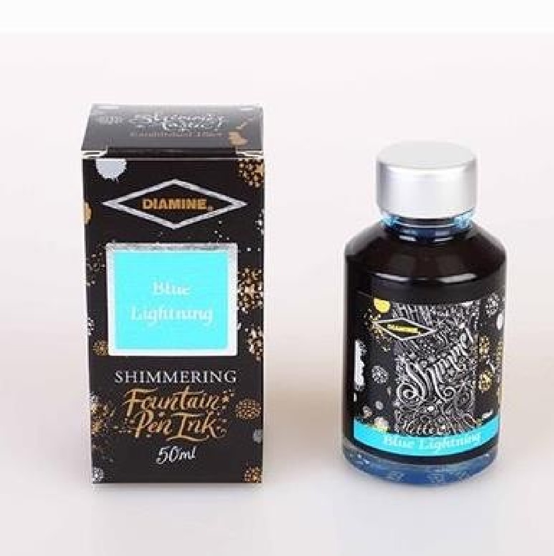 Diamine 50ml Blue Lightning Fountain pen shimmer ink bottle