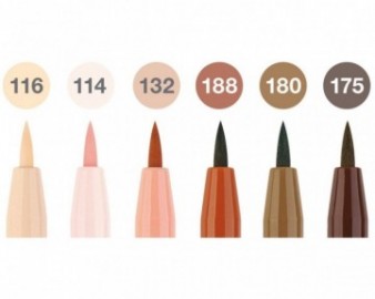 Faber Castell Pitt Artist Pens Brush Portrait - Wallet of 6 167167