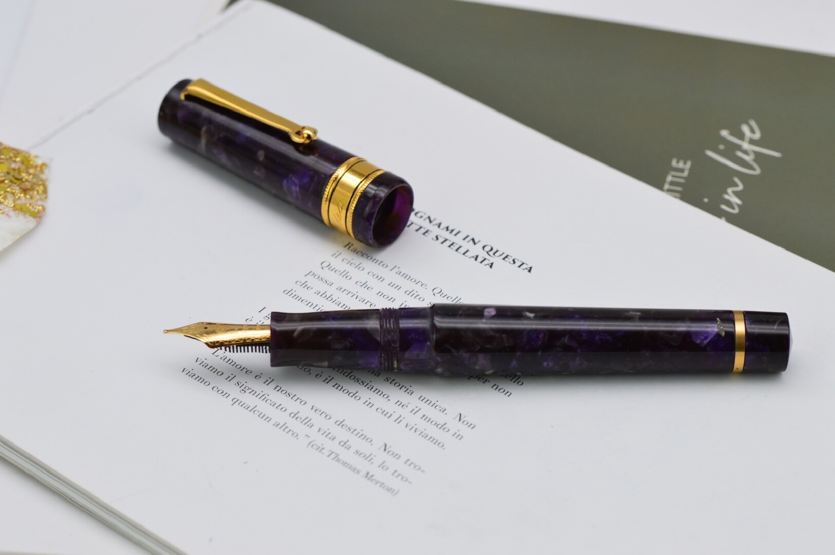 Santini Italia Libra Iris GT 18k Superflex nib piston filler pen with ebonite feeder