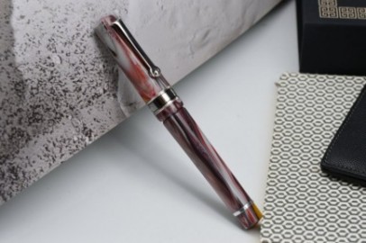 Santini Italia Libra Magma RH 18k Stub nib piston filler pen with ebonite feeder