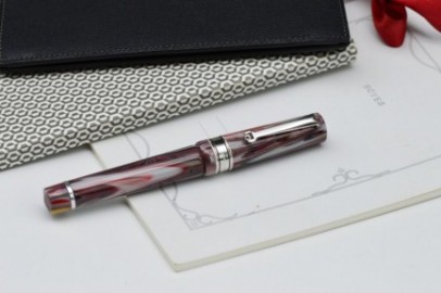 Santini Italia Libra Magma RH 18k Stub nib piston filler pen with ebonite feeder