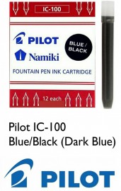 REFILLS FOUNTAIN PEN INK CARTRIDGE BLUE BLACK 12pcs IC-100 NAMIKI PILOT