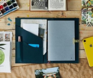 Paper Republic A5 Leather Le Portfolio Petrol Blue