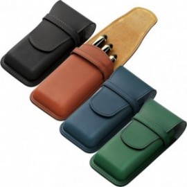 Pilot and Somes leather case for 3 pens, navy SLS3-11-NV