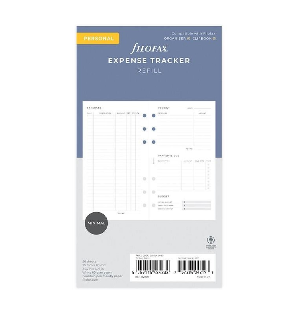 Refill Personal Expense Tracker 132850 Filofax FX