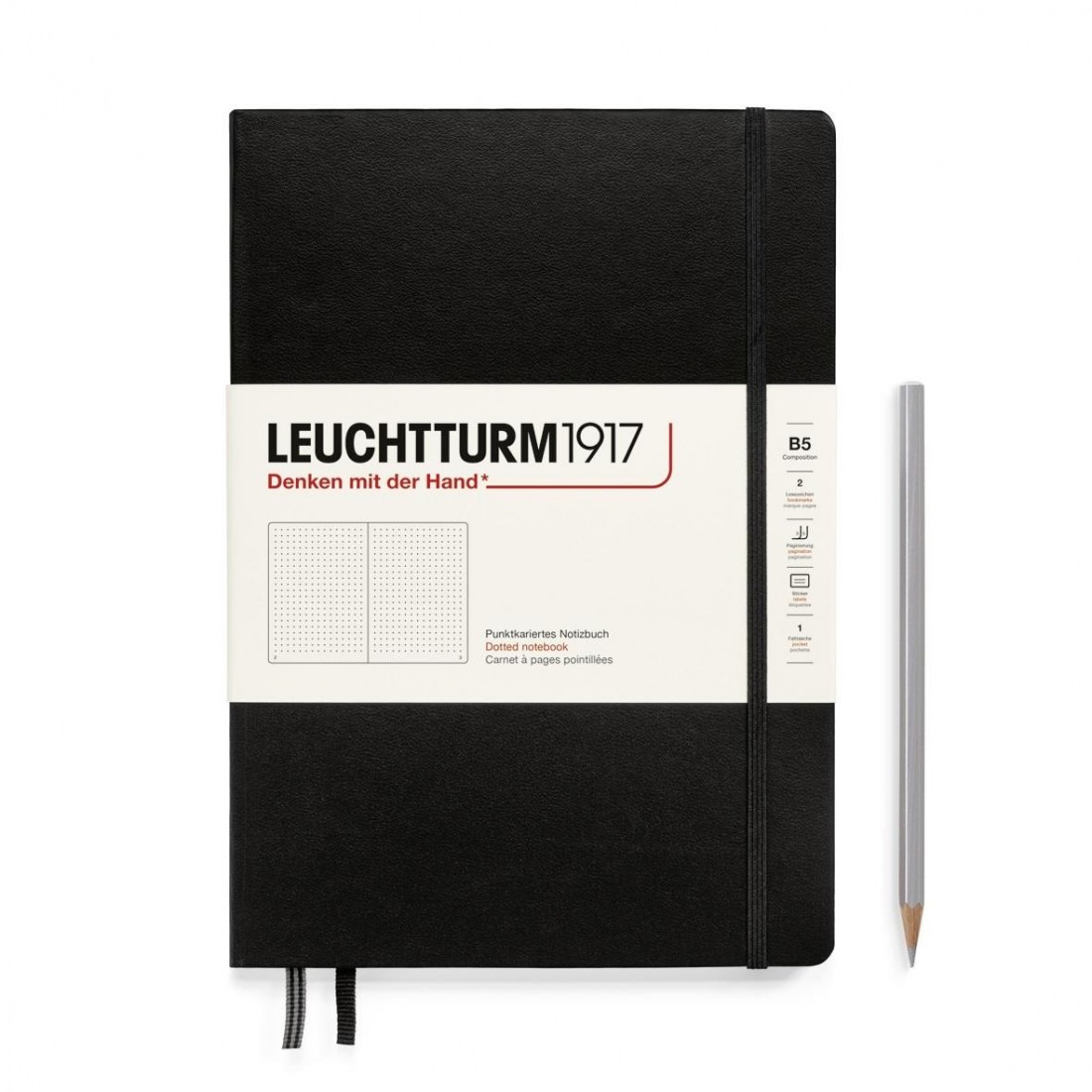 Leuchtturm 1917 Notebook B5 Black Dotted, Hard Cover