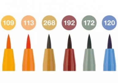 Faber Castell Pitt Artist Pen Brush India ink pen, wallet of 6 Harvest 167179