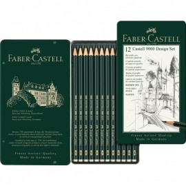 Faber Castell 9000 Graphite Pencil Design Set,  Tin of 12, 119064
