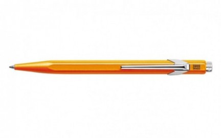 Caran Dache 849 Popline  fluo orange ballpoint pen, with slim metal box 849.530
