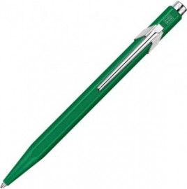Caran Dache 849 metallic green ballpoint pen, with slim metal box