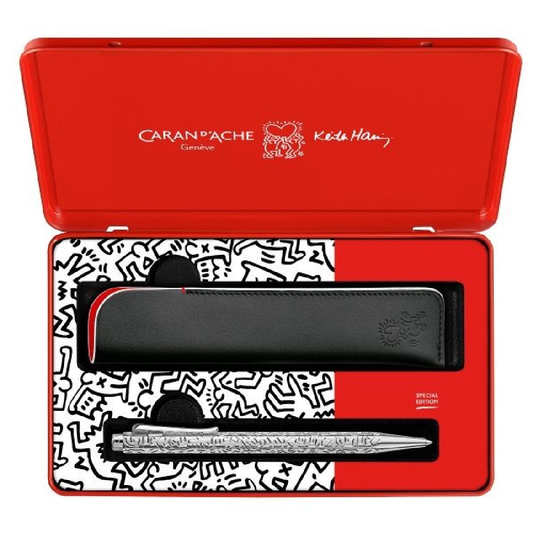 Caran DAche Keith Harring Ecridor Ballpoint Pen with Leather Pen Pouch Special Edition 0890.023