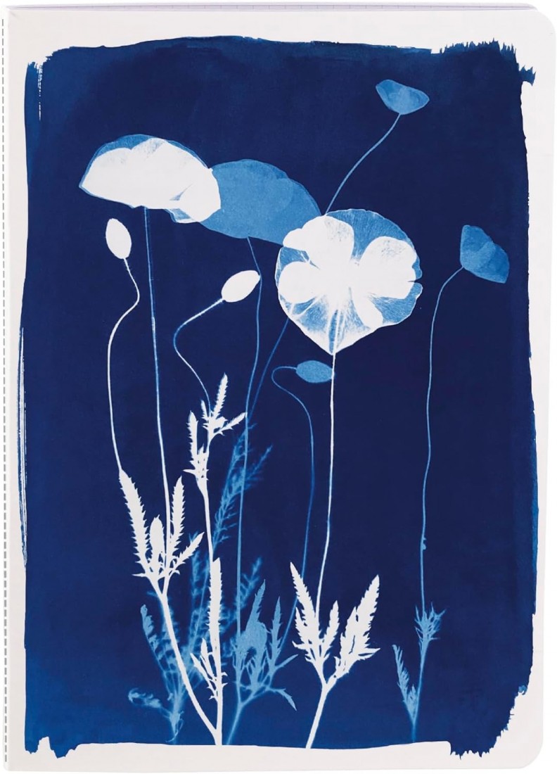 Clairefontaine Rhodia 83502C - A Sewn Notebook Floral / Cyanotype patterns - A5 14.8x21 cm 64 Pages Lined White paper 90g - Grain paper - Cyanotype Collection