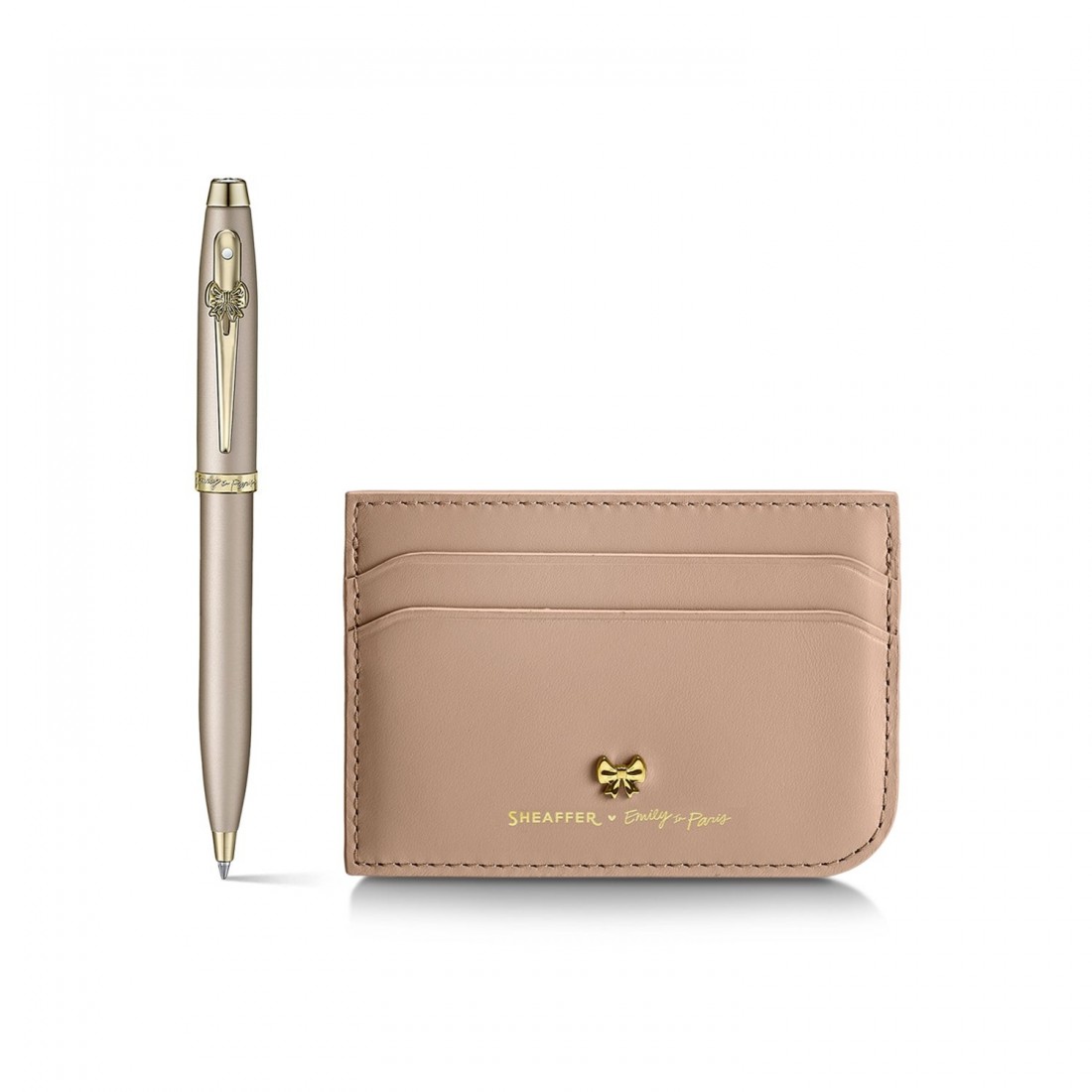 Sheaffer 100 Special Edition Emily In Paris Champagne Gold Ballpoint Pen  Credit Card Holder Gift Set