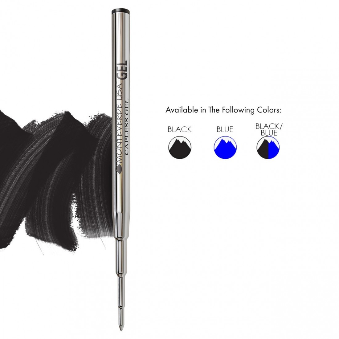 Monteverde Capless Gel Refill To Fit Montblanc Ballpoint Pens, Medium, 2pcs, M432.