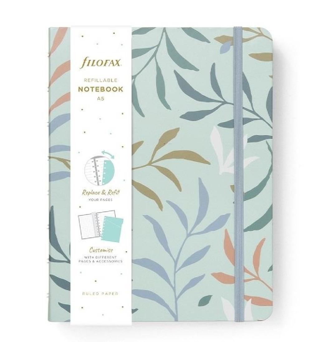 Notebook Refillable Ruled A5 Botanical Mint 179519 Filofax f