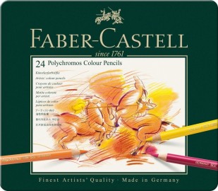 Faber Castell Polychromos colour pencils, tin of 24, 110024