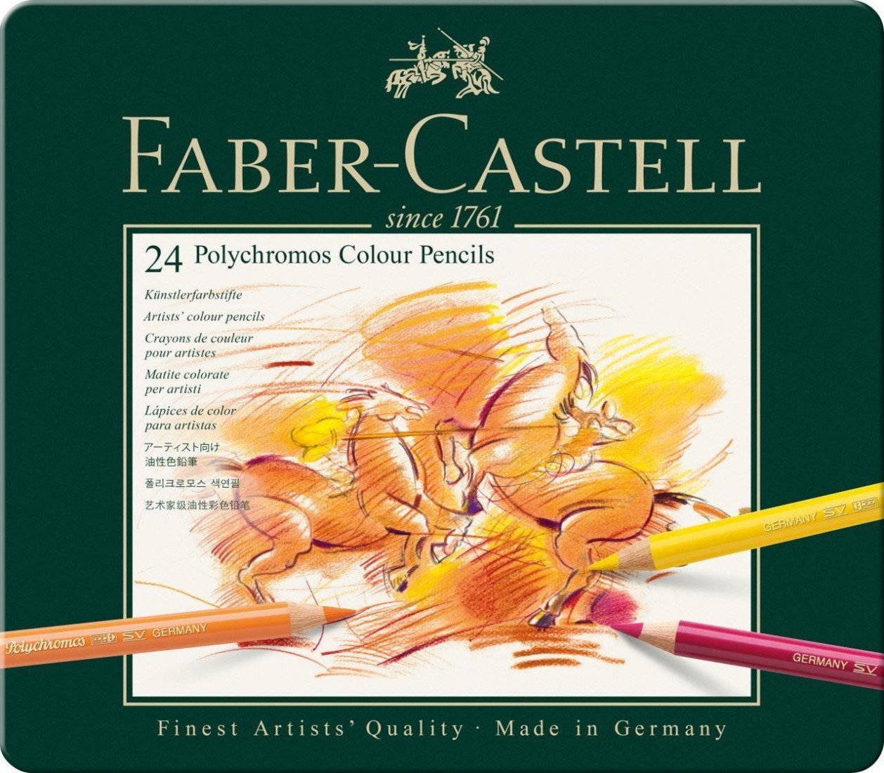 Faber Castell Polychromos colour pencils, tin of 24, 110024
