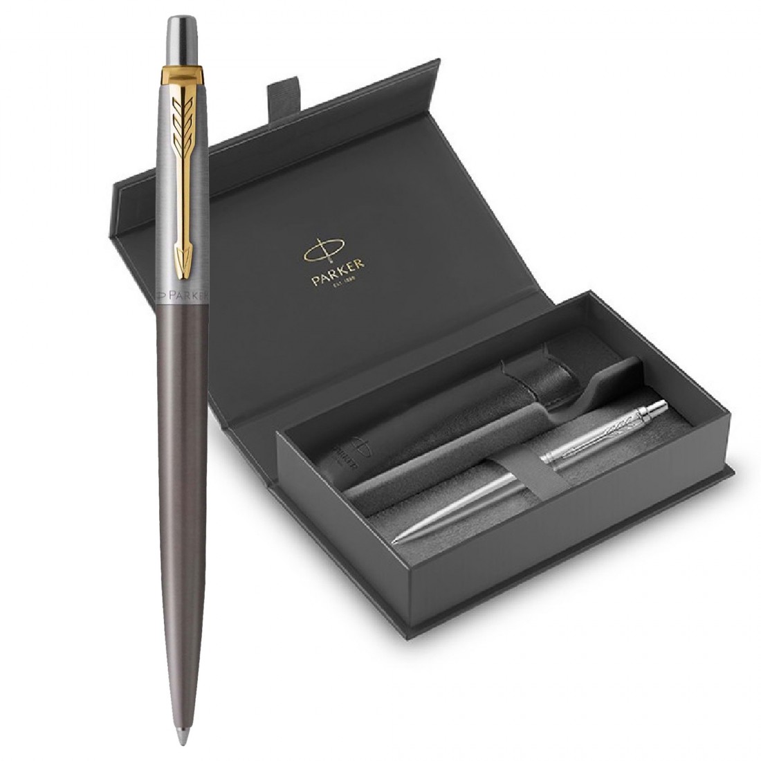Parker Jotter XL Grey GT Balllpen and Black Pouch.