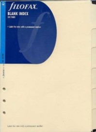 Filofax Refill A5 Blank Index Cream 6 Tabs, 341680
