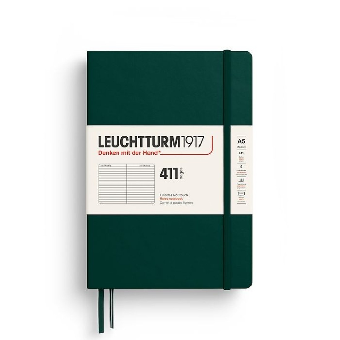 Leuchtturm 1917 Notebook A5 411p Forest Green Ruled Hard Cover