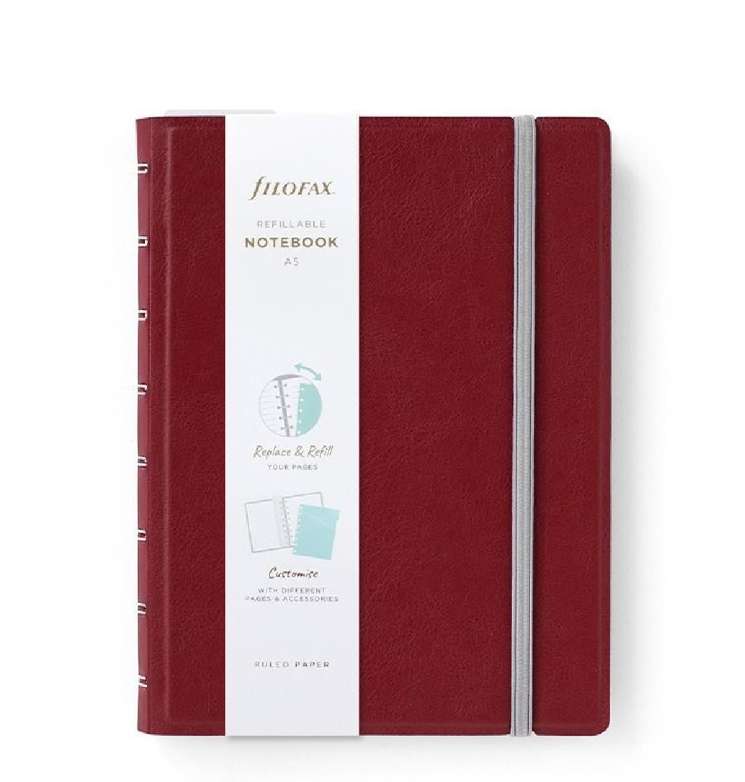 Filofax Notebook Refillable Ruled A5 Burgundy, 115121