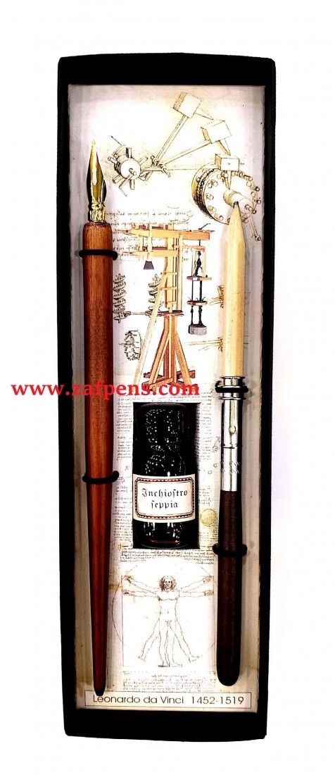 Francesco Rubinato art set LEVI/05 Leonardo da Vinci, wooden pen & pencil holder