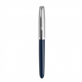 PARKER 51 MIDNIGHT BLUE RESIN CHROME TRIM FOUNTAIN PEN STEEL NIB