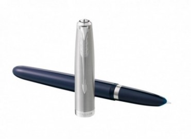 PARKER 51 MIDNIGHT BLUE RESIN CHROME TRIM FOUNTAIN PEN STEEL NIB