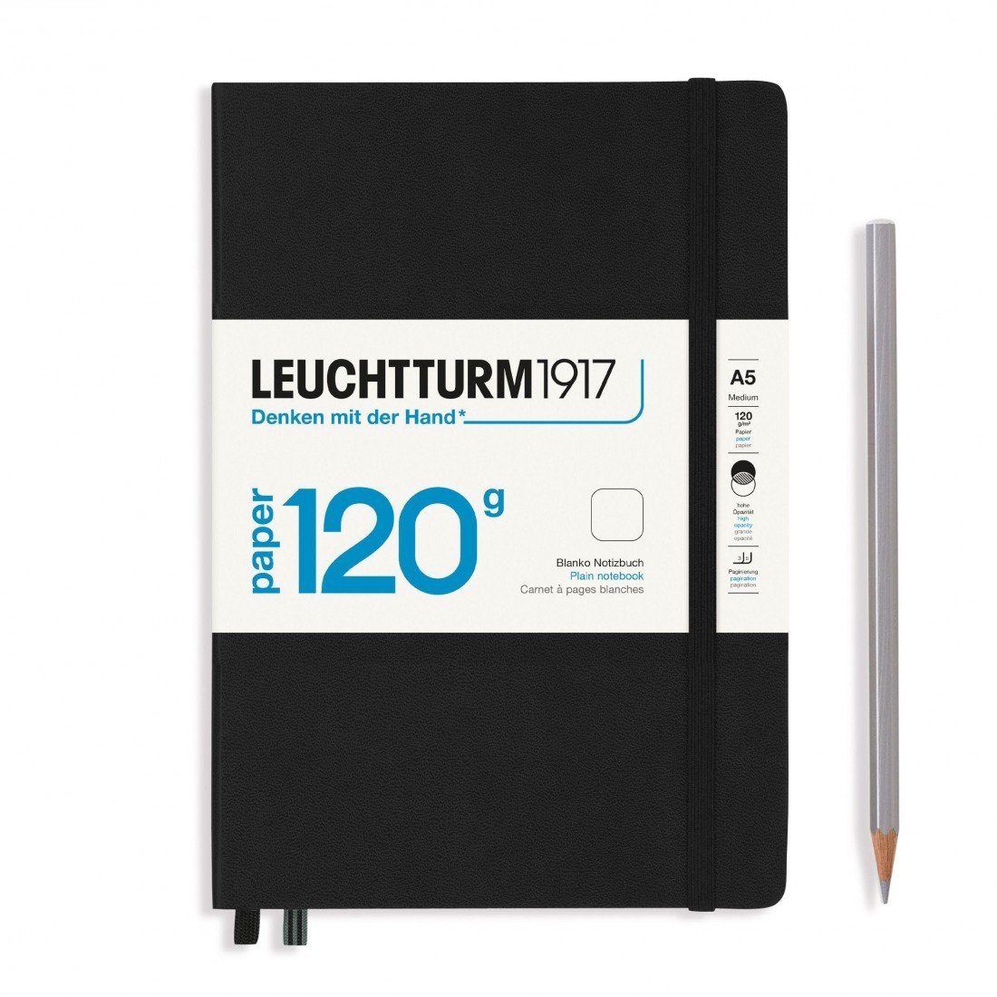 Leuchtturm 1917 Notebook A5, Edition 120g Black Plain, Hard Cover