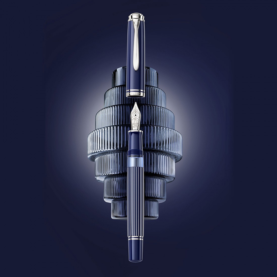 Pelikan M815 Metal Striped Blue Special Edition Fountain Pen