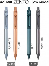 Uni Mitsubishi uniball ZENTO Flow Model Rollerball Pen Anodized Aluminum Grip, Fine 0.5mm, Water-Based Black Ink, Ultra-Smooth with Reduced Friction, Hematite, UBNZF05.43