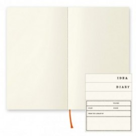 Midori MD Notebook B6 slim 175x105 mm, 176 pages, glassine paper cover, Blank, Bookmark string, Label stickers, Thread-stitched book-binding (15290006) Midori