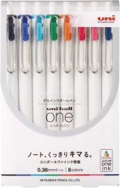 Uni Mitsubishi Gel Pens Ink 0.38 uni-ball one Ballpoint Pens, 8 colors set