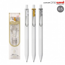 Uni Mitsubishi Gel Ballpoint Pen Uni-ball One 0.50 White, Gold, Silver 3-pack UMN-SC-05 WGS3C